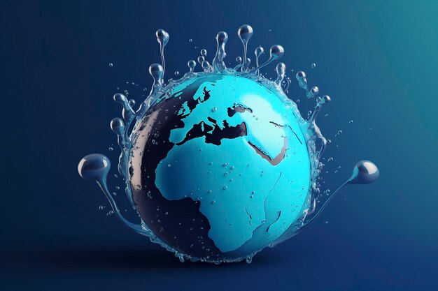 Goutte d'eau avec la terre Journée mondiale de l'eau AI Génératif