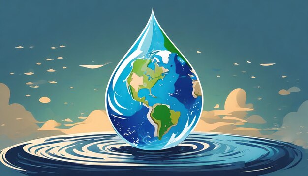 Une goutte d'eau avec la terre à la Journée mondiale de l'eau