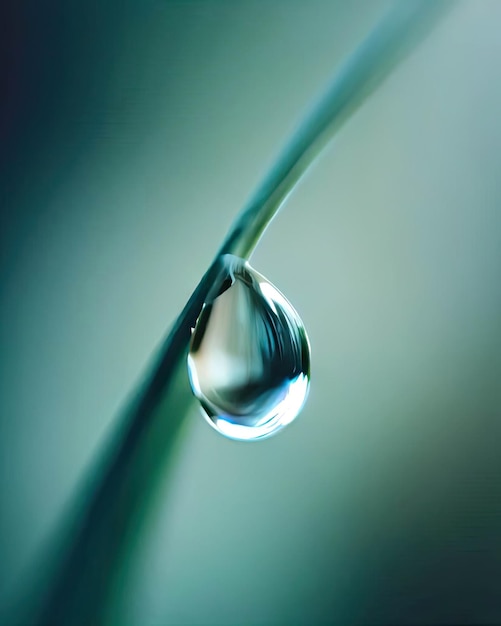 Goutte d'eau sur une tige d'herbe