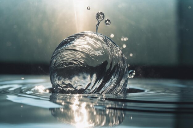 Une goutte d'eau tombe dans une piscine.