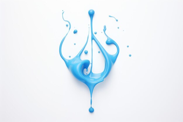 Photo une goutte d'encre bleu clair sur blanc