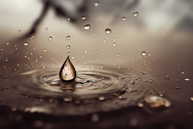 La goutte d'une pluie, une belle illustration