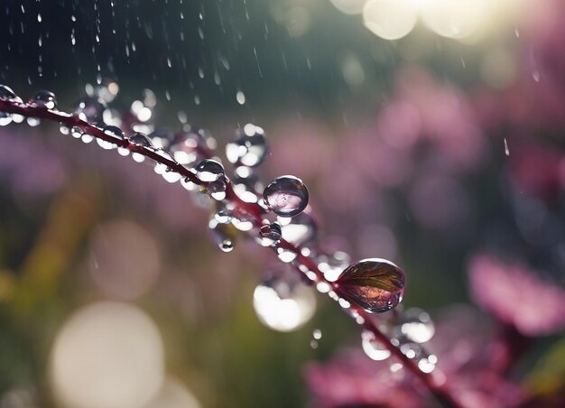 Une goutte de pluie nourrissant la fleur De belles fleurs avec des gouttes d'eau