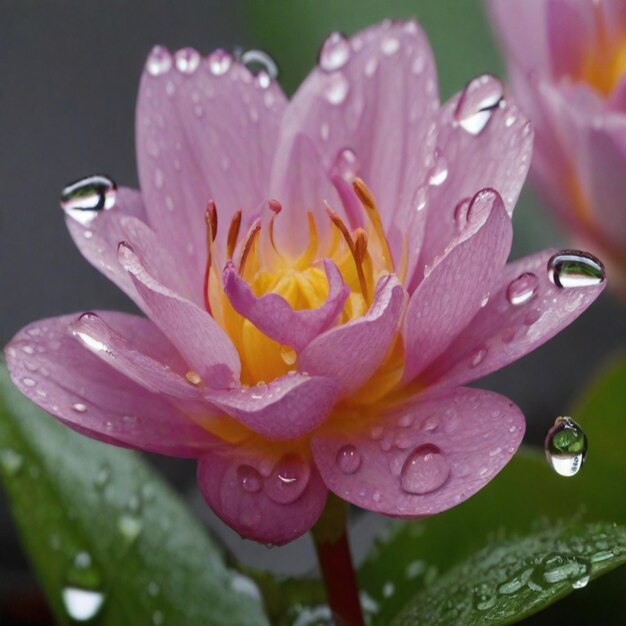 Photo la goutte de pluie nourrit la fleur