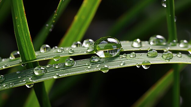 Une goutte de pluie sur un papier peint UHD d'herbe