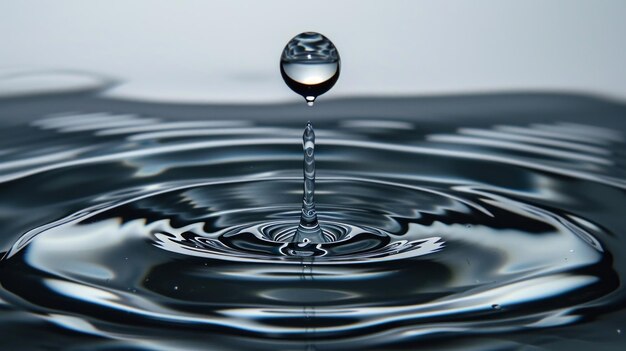 Gouttelette d'eau tombant dans l'eau, un moment naturel de liquide rejoignant le liquide