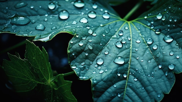 Des gouttelettes d'eau éclaboussant une feuille