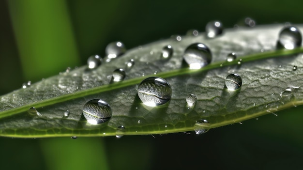 Gouttelettes d'eau sur une feuille