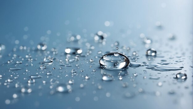 Des gouttelettes d'eau sur un fond bleu clair