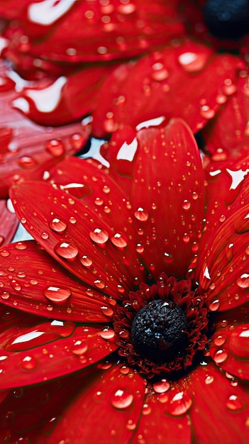 Des gouttelettes d'eau pétillantes sur un fond d'écran de pétales de fleurs vibrant pour le téléphone