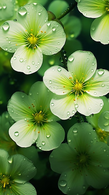 Gouttelettes d'eau sur une plante sous la pluie