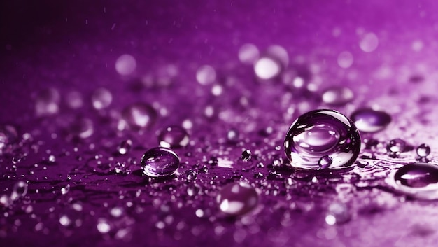 Gouttelettes d'eau réalistes sur fond d'écran violet généré par l'IA