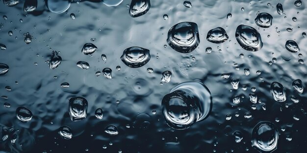 Photo les gouttelettes d'eau tombent sur la surface transparente de l'eau à la lumière du soleil.