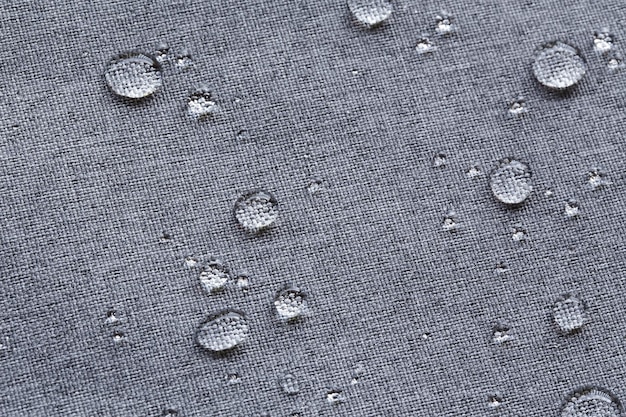 Gouttelettes imperméables sur tissu Toile grise Texture polyester synthétique pour fond Toile de fond textile en polyester noir pour la conception d'art intérieur ou ajouter un message texte