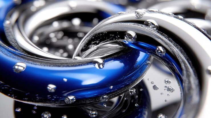 Photo gouttes d'eau sur l'argent et le métal bleu