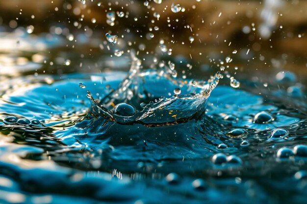 Des gouttes d'eau sur un bleu