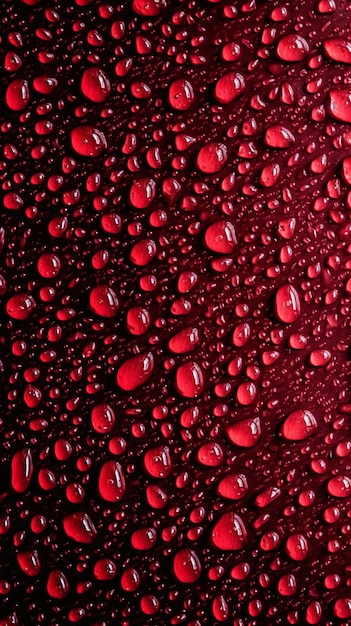 Gouttes d'eau sur une bouteille rouge