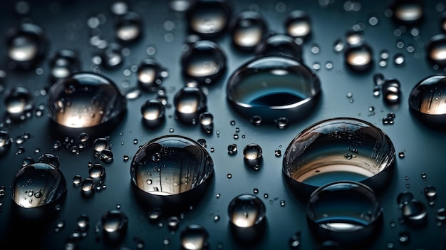 Gouttes d'eau colorées sur fond noir