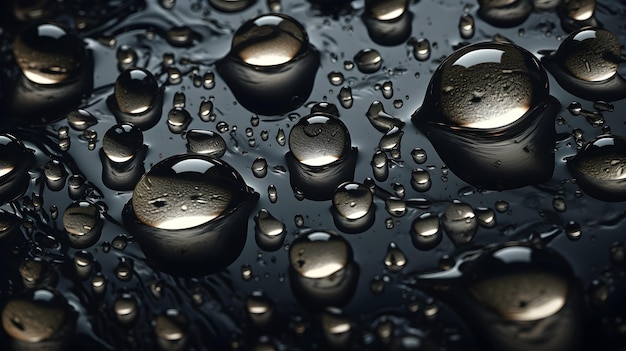 Gouttes d'eau colorées sur fond noir