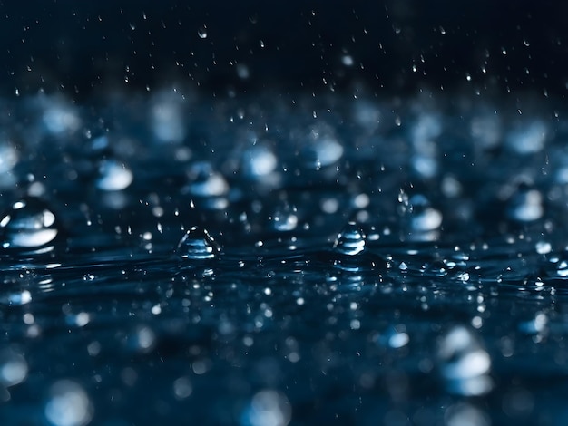 Gouttes d'eau sur du verre bleu foncé créant un fond de texture de verre humide