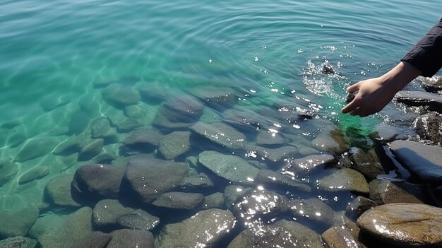 gouttes d'eau éclaboussures vagues chute d'eau de l'océan photo réaliste