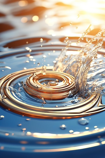 gouttes d'eau éclaboussures vagues chute d'eau de l'océan photo réaliste