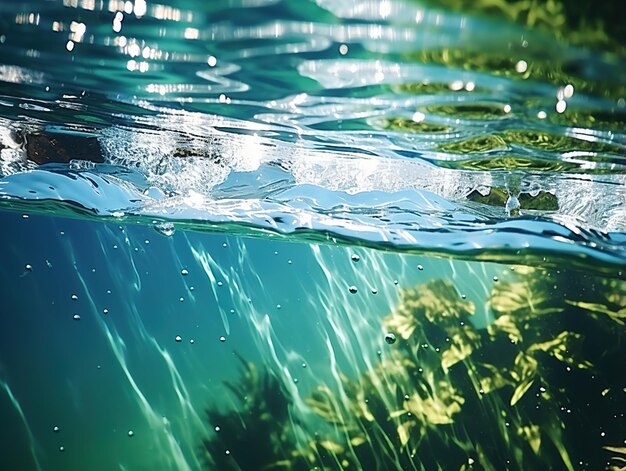 gouttes d'eau éclaboussures vagues chute d'eau de l'océan photo réaliste