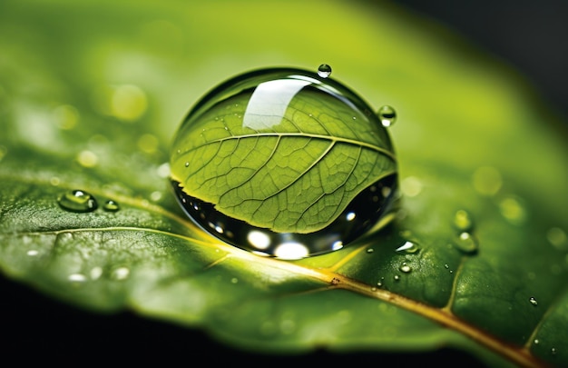 Gouttes d'eau sur la feuille Concept de vie et de pureté