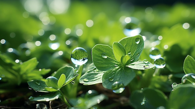 gouttes d'eau sur une feuille verte, fond d'écran HD 8K, image photographique