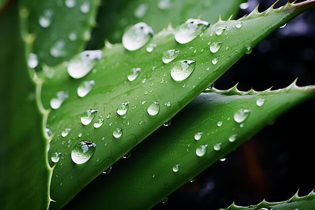 Gouttes d&#39;eau sur une feuille verte