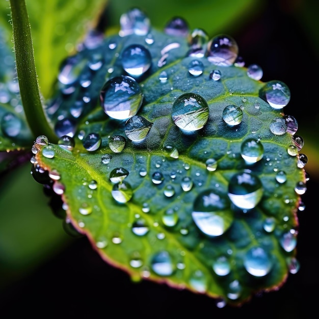 gouttes d'eau sur une feuille