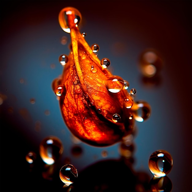 Photo gouttes d'eau et de feuilles