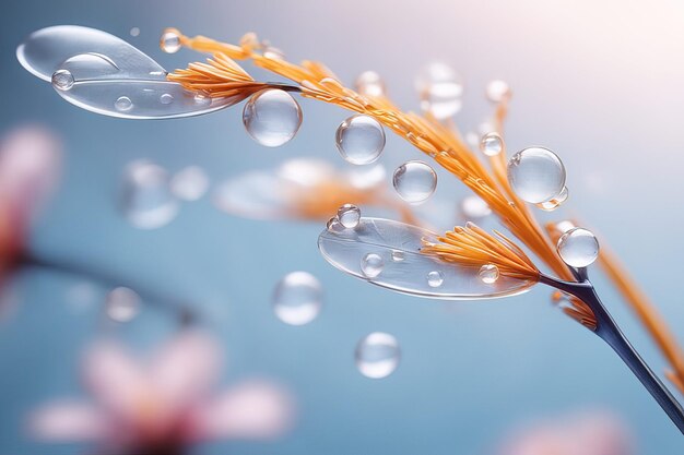 Des gouttes d'eau sur une fleur Des gouttelettes d'eau et des fleurs