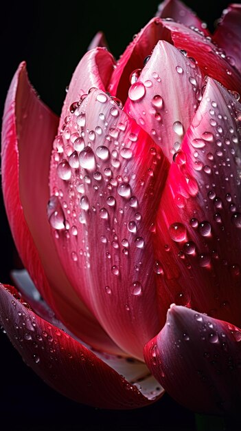 Photo des gouttes d'eau sur une fleur.