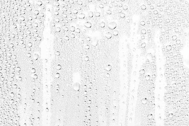 gouttes d'eau de fond blanc sur le verre, fond d'écran de superposition de conception abstraite