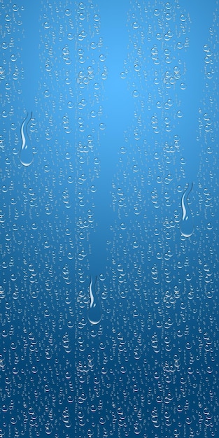 gouttes d'eau sur un fond bleu