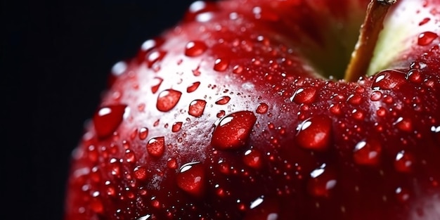 Gouttes d'eau sur une pomme