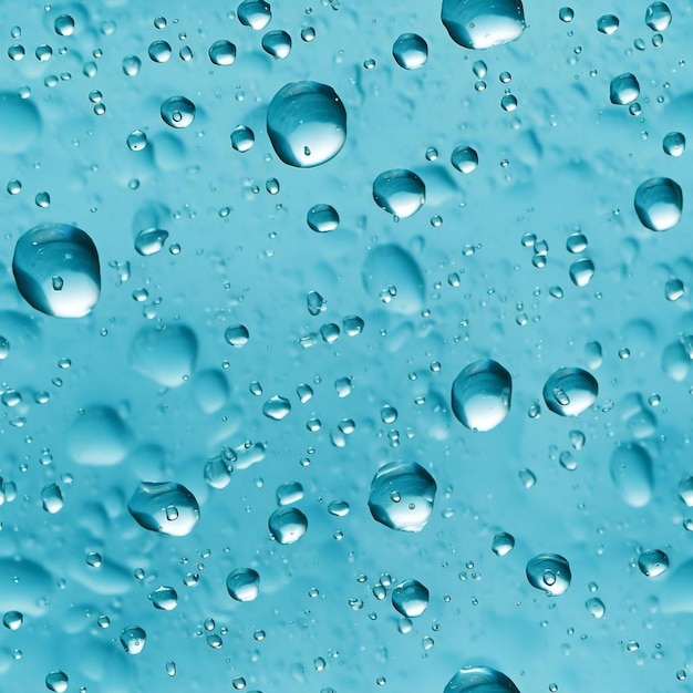 Gouttes d'eau sur une surface bleue avec des gouttes d'eau