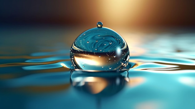 Gouttes d'eau sur une surface de verre closeup ai générative