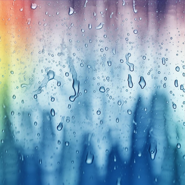 Gouttes d'eau sur la vitre avec fond coloré temps pluvieux