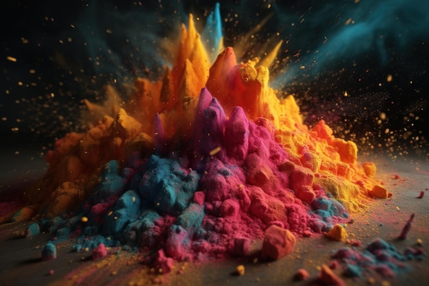 Gouttes de peinture de couleur dans l'eau Encre tourbillonnant sous l'eau Nuage de collision d'encre soyeuse sur fond noir Animation d'explosion de fumée abstraite colorée