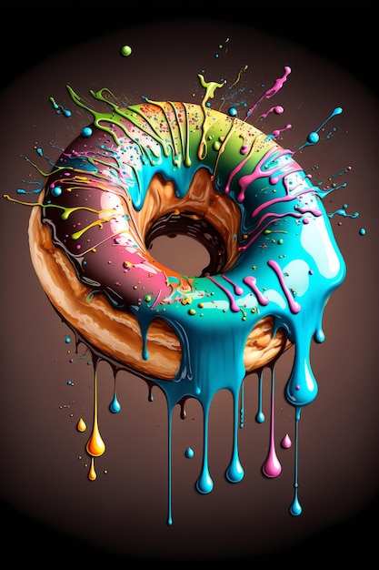 Photo gouttes de peinture donut