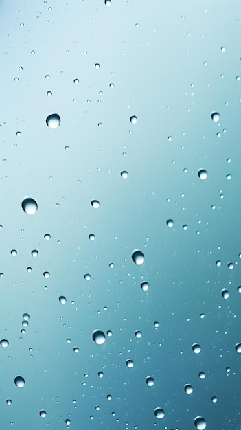 gouttes de pluie sur une fenêtre avec un ciel bleu en arrière-plan