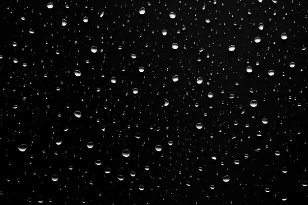 Photo des gouttes de pluie sur un fond noir de verre