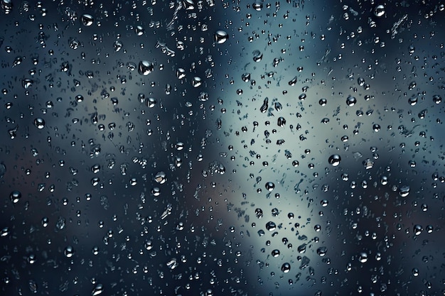 Gouttes de pluie sur un fond sombre contre une surface en verre