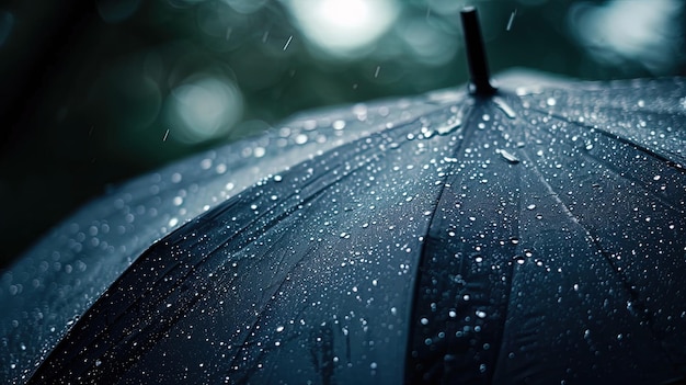 Les gouttes de pluie sur un parapluie noir Le temps pluvieux est génératif