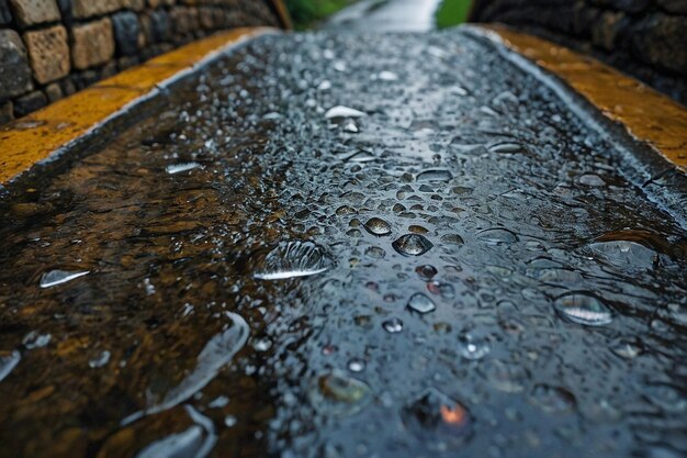 Photo des gouttes de pluie sur un pont de pierre historique