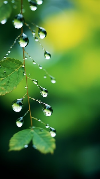 Photo des gouttes de pluie tombantes photographiées avec un super téléobjectif