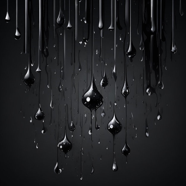 Gouttes de pluie vectorielles sur fond noir