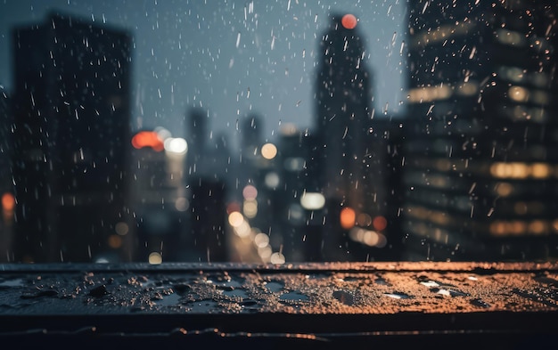 Des gouttes de pluie sur le verre et un fond flou